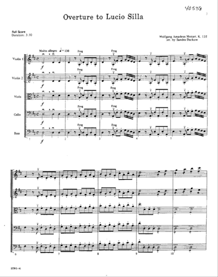 Lucio Silla Overture Orchestra scores gallery preview page 2