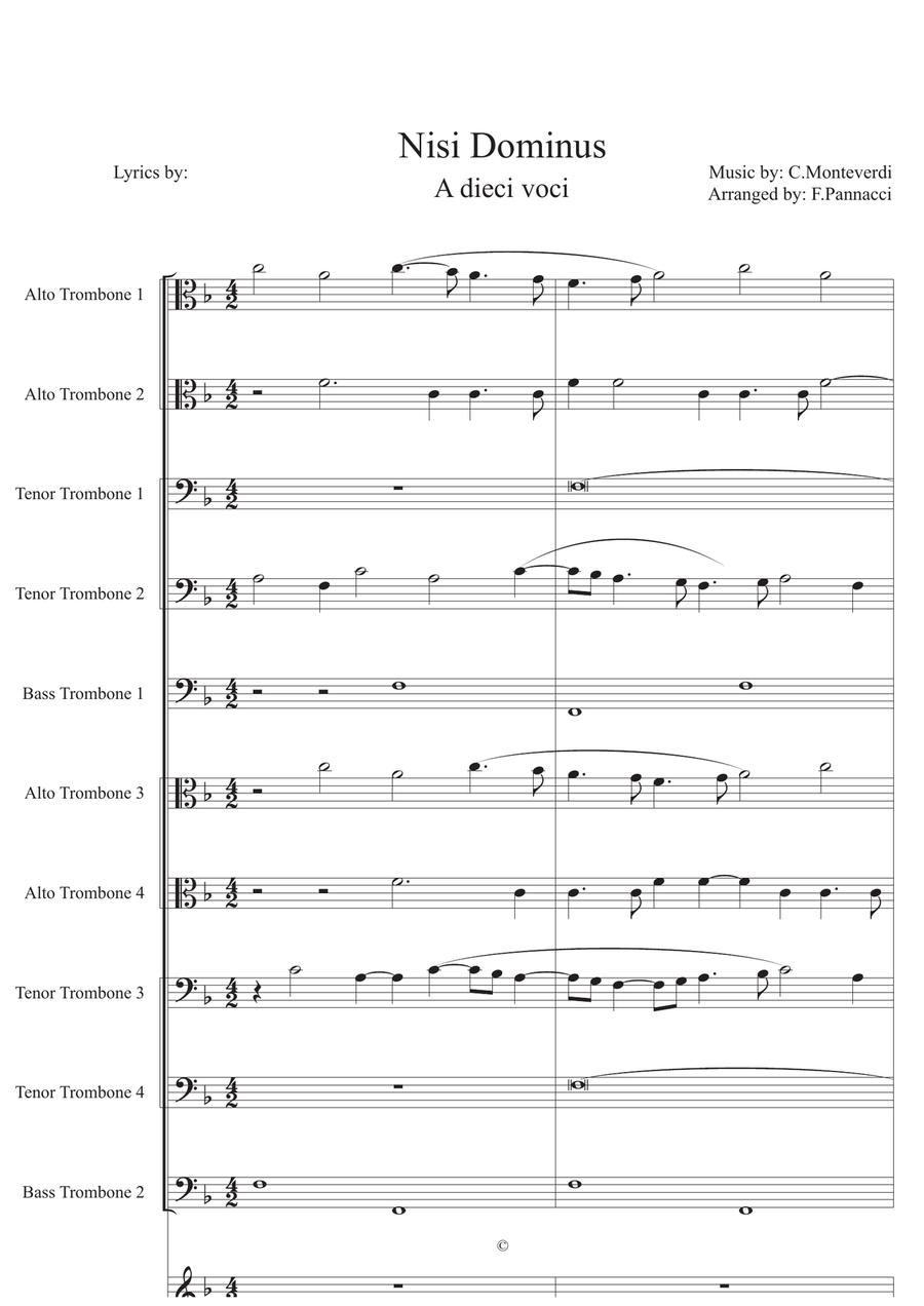 Nisi Dominus - Score Only Brass Ensemble scores gallery preview page 1