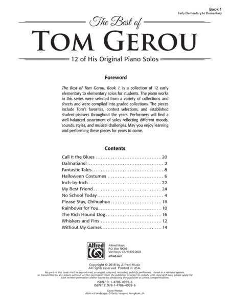 The Best of Tom Gerou Books 1-3 (Value Pack) by Tom Gerou Easy Piano - Sheet Music