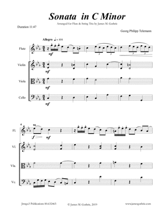 Book cover for Telemann: Sonata in C Minor for Flute & String Trio