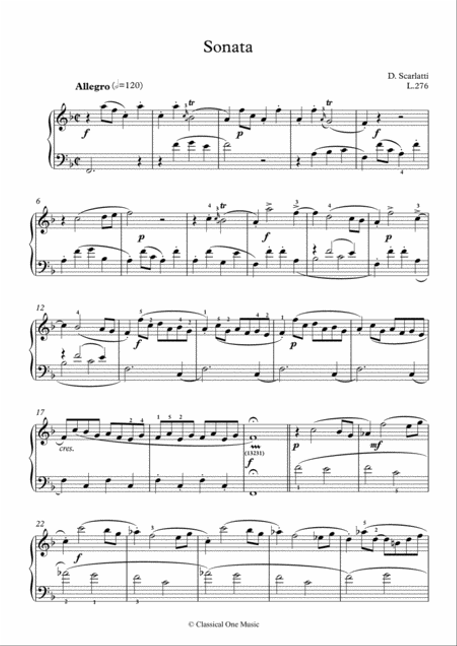 Scarlatti-Sonata in F-Major L.276 K.378(piano) Piano Solo scores gallery preview page 2