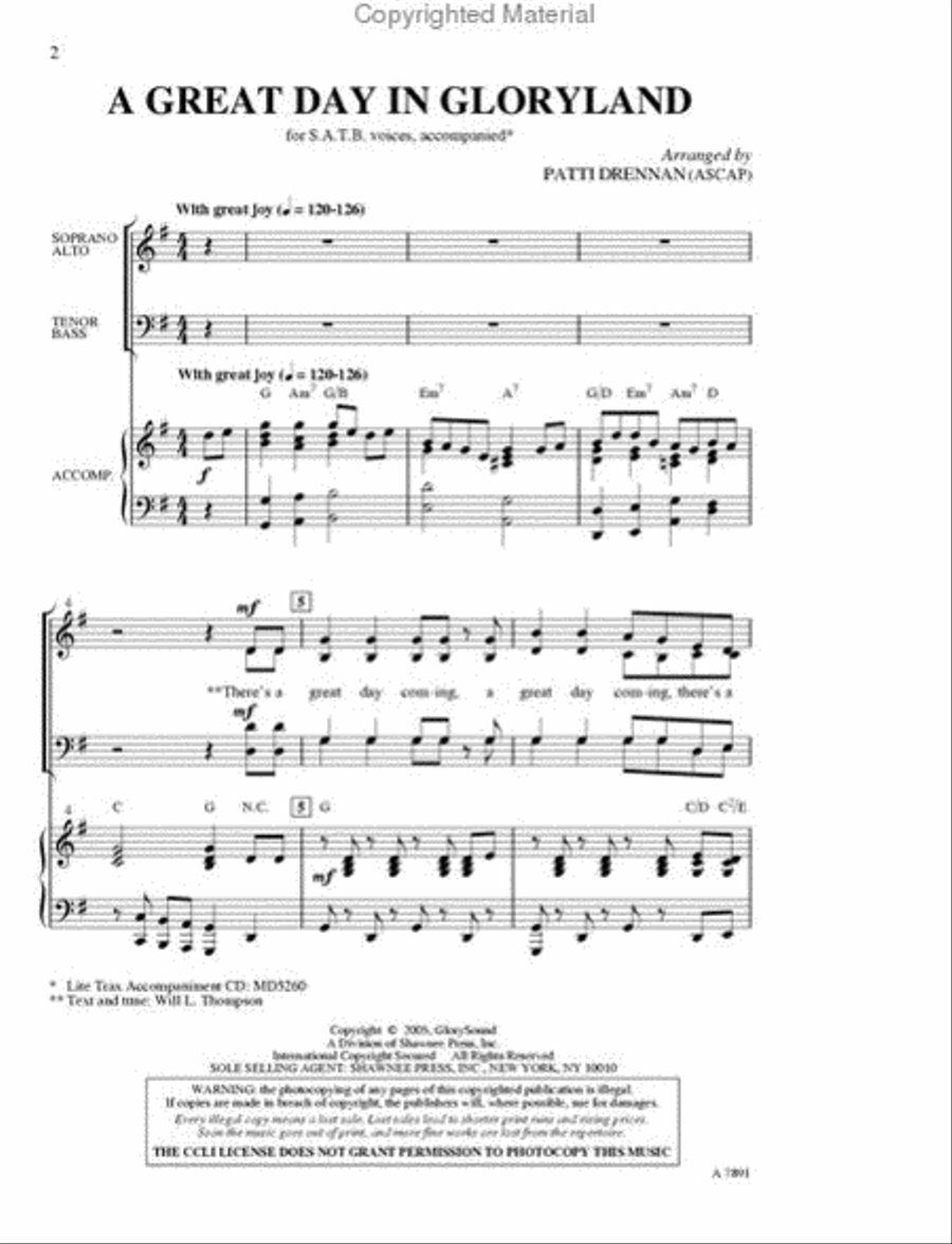 A Great Day in Gloryland A Great Day in Gloryland 4-Part scores gallery preview page 2