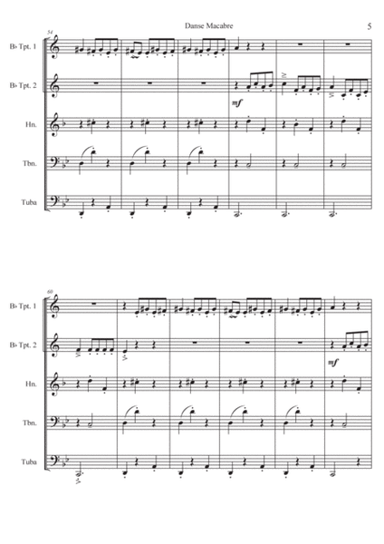 Danse Macabre Op. 40 for Brass quintet sheet music