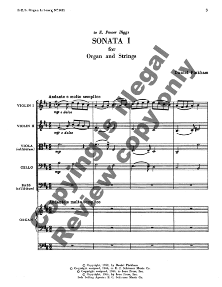 Sonata No. 1 for Organ and Strings