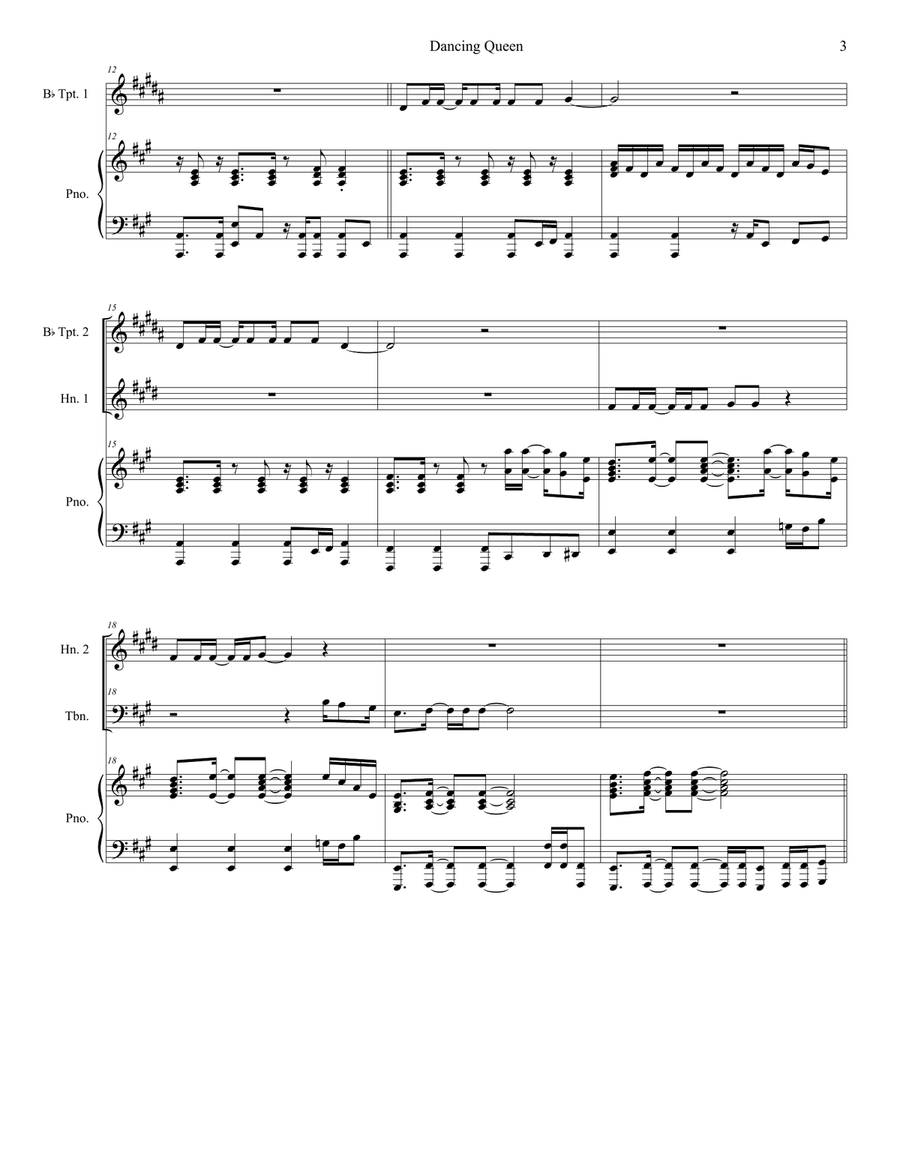 Dancing Queen Brass Ensemble scores gallery preview page 3