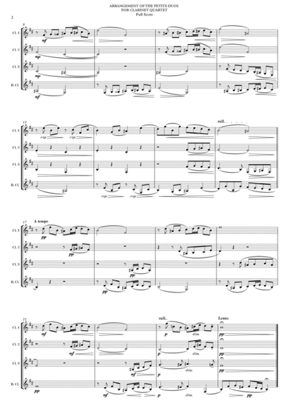 ARRANGEMENT OF THE PETITS DUOS FOR CLARINET QUARTET Nº 29 & 30 image number null