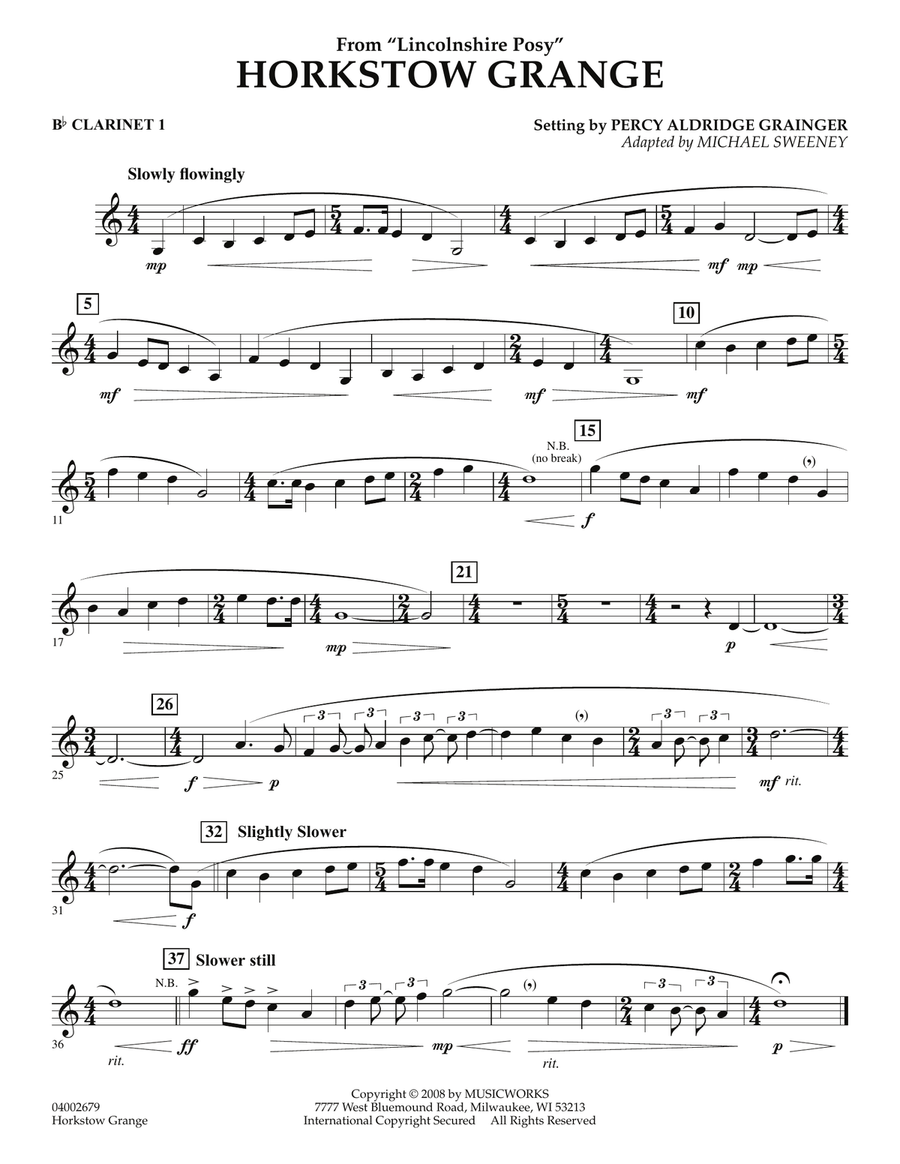 Horkstow Grange - Bb Clarinet 1 Concert Band scores gallery preview page 1