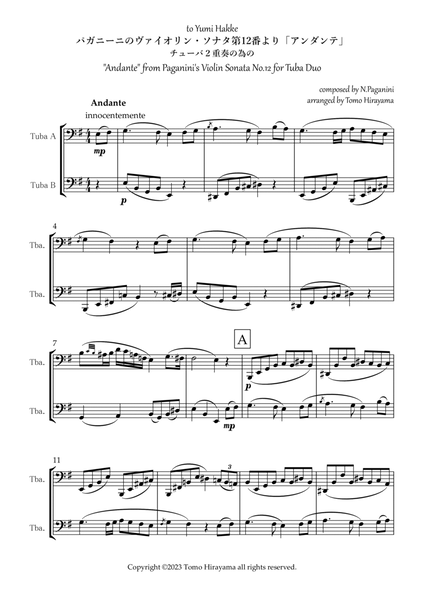 "Andante" from Paganini's Violin Sonata No.12 for Tuba