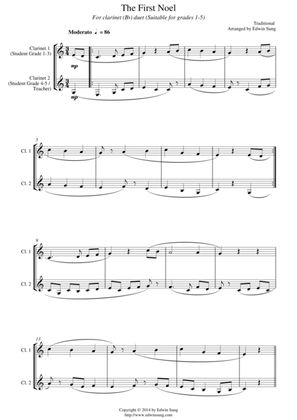 The First Noel (for clarinet(Bb) duet, suitable for grades 1-5)