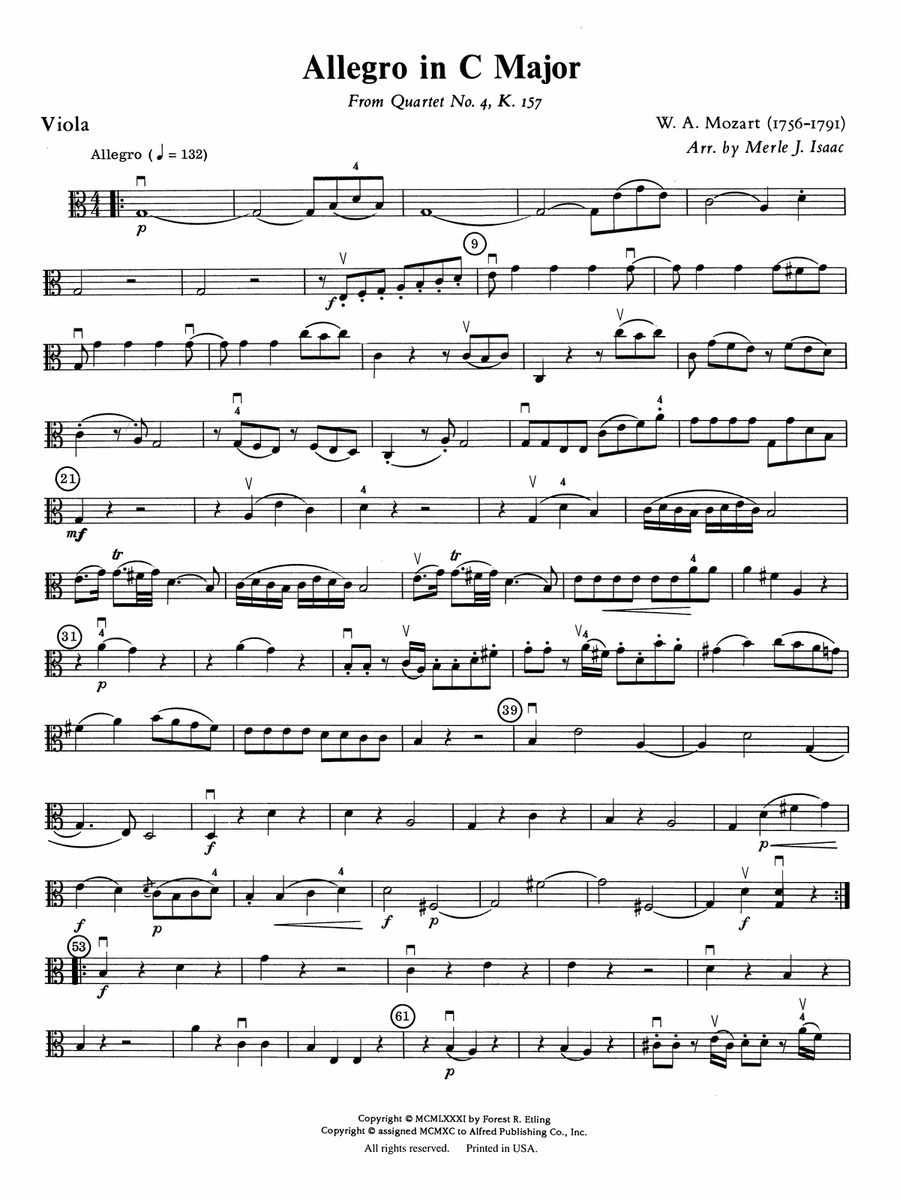Allegro in C Major: Viola