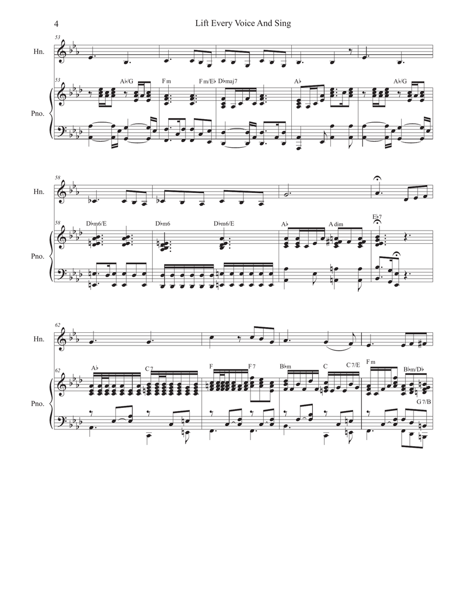 Lift Every Voice And Sing (French Horn solo and Piano) Voice scores gallery preview page 5