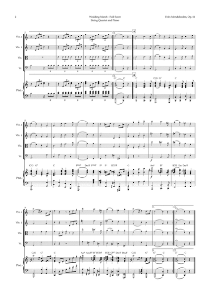 Wedding March by Mendelssohn for String Quartet and Piano with Chords image number null