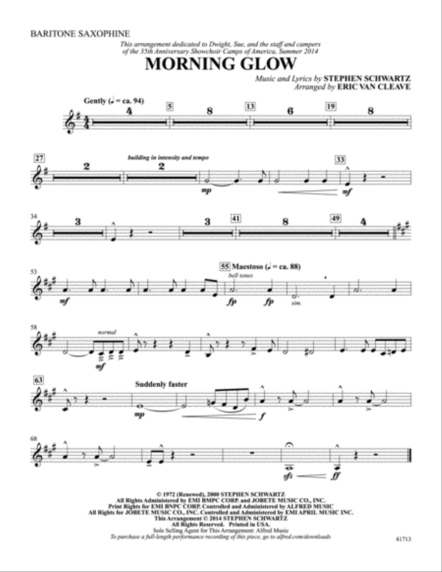 Morning Glow: Baritone Saxophone Baritone Saxophone scores gallery preview page 1