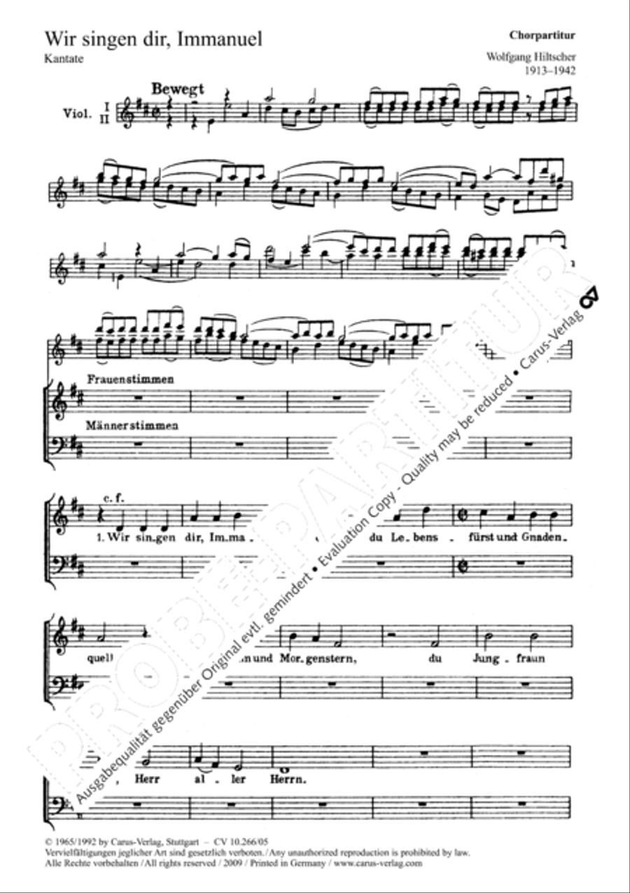 Wir singen dir, Immanuel Choir scores gallery preview page 2