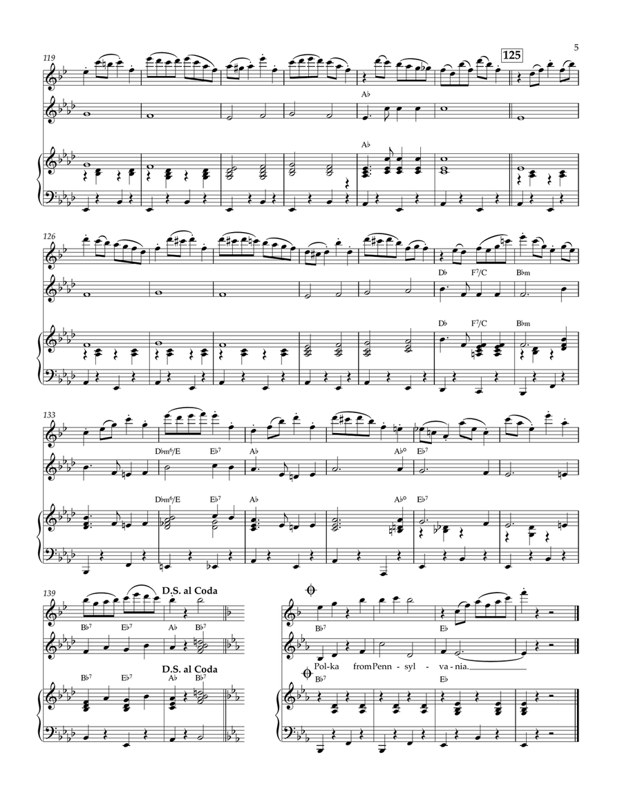 Pennsylvania Polka Piano Solo scores gallery preview page 5
