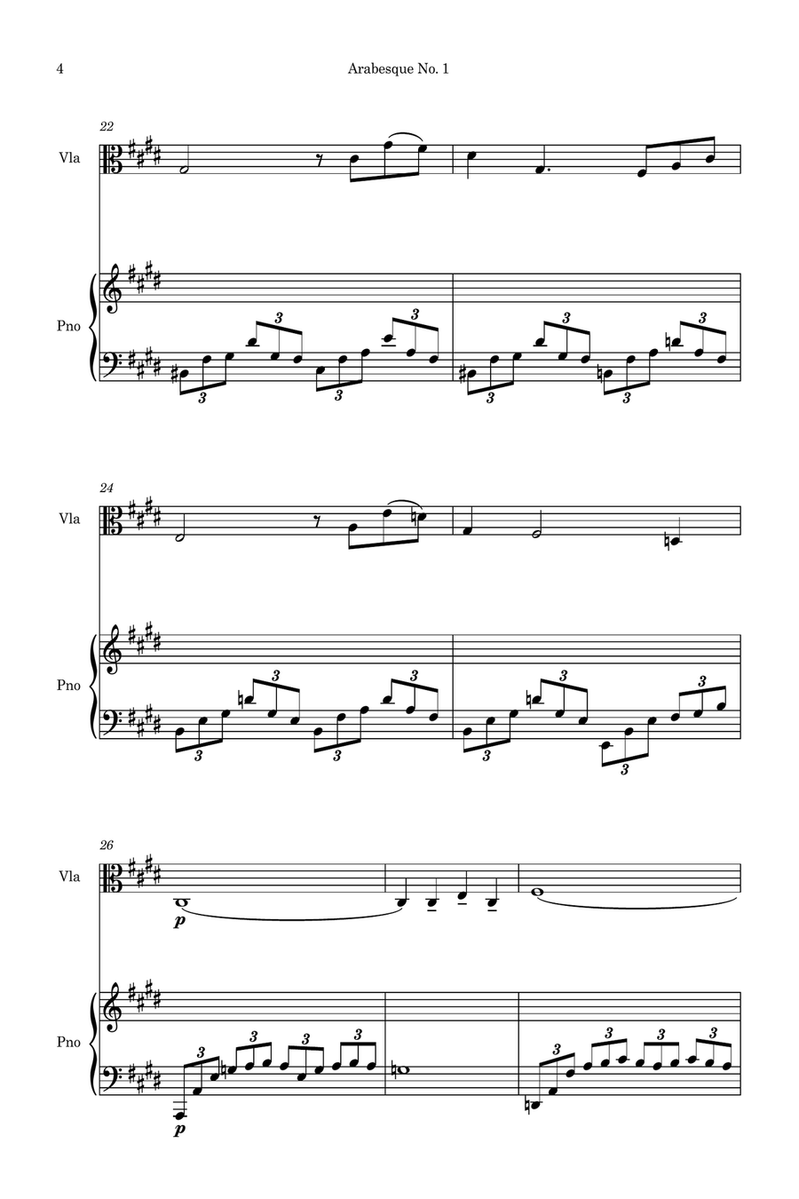 Arabesque No.1 (Simplified for Viola and Piano) Piano scores gallery preview page 4