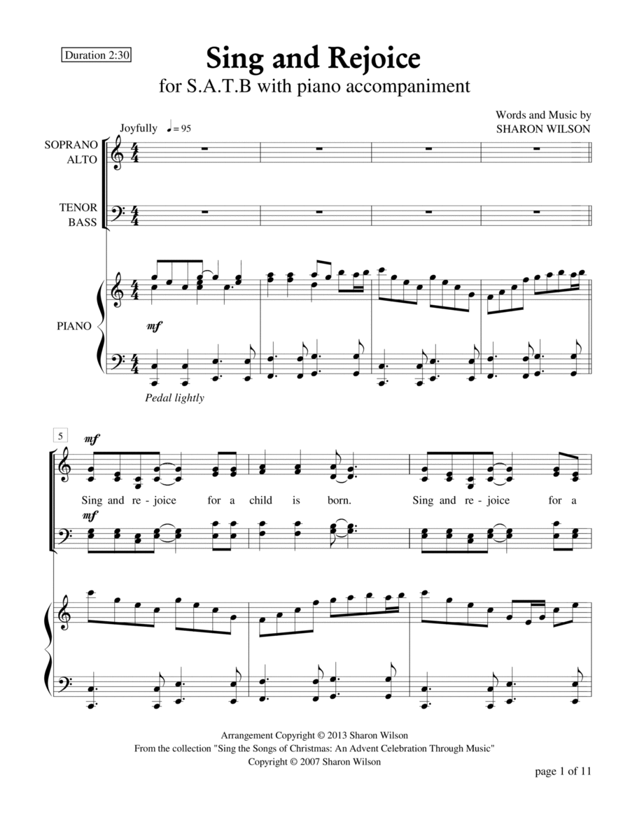 Sing and Rejoice (SATB quartet with piano accompaniment) 4-Part scores gallery preview page 1