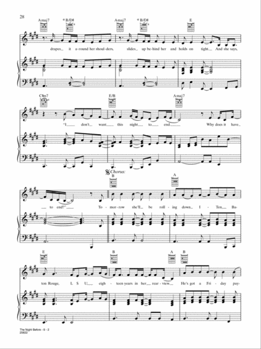 The Night Before (Life Goes On) Piano, Vocal, Guitar scores gallery preview page 2