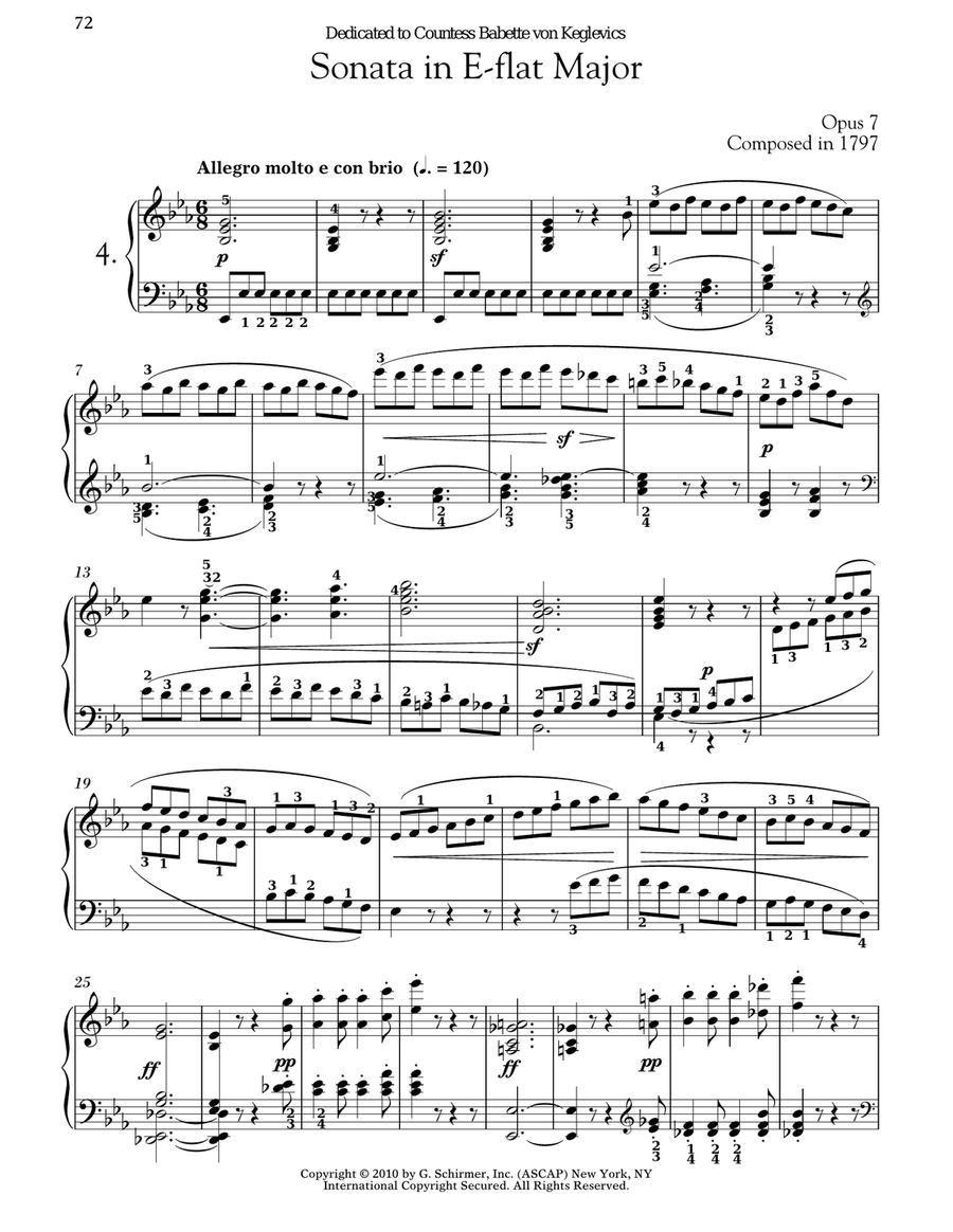 Piano Sonata No. 4 In E-flat Major, Op. 7 Piano Solo scores gallery preview page 1