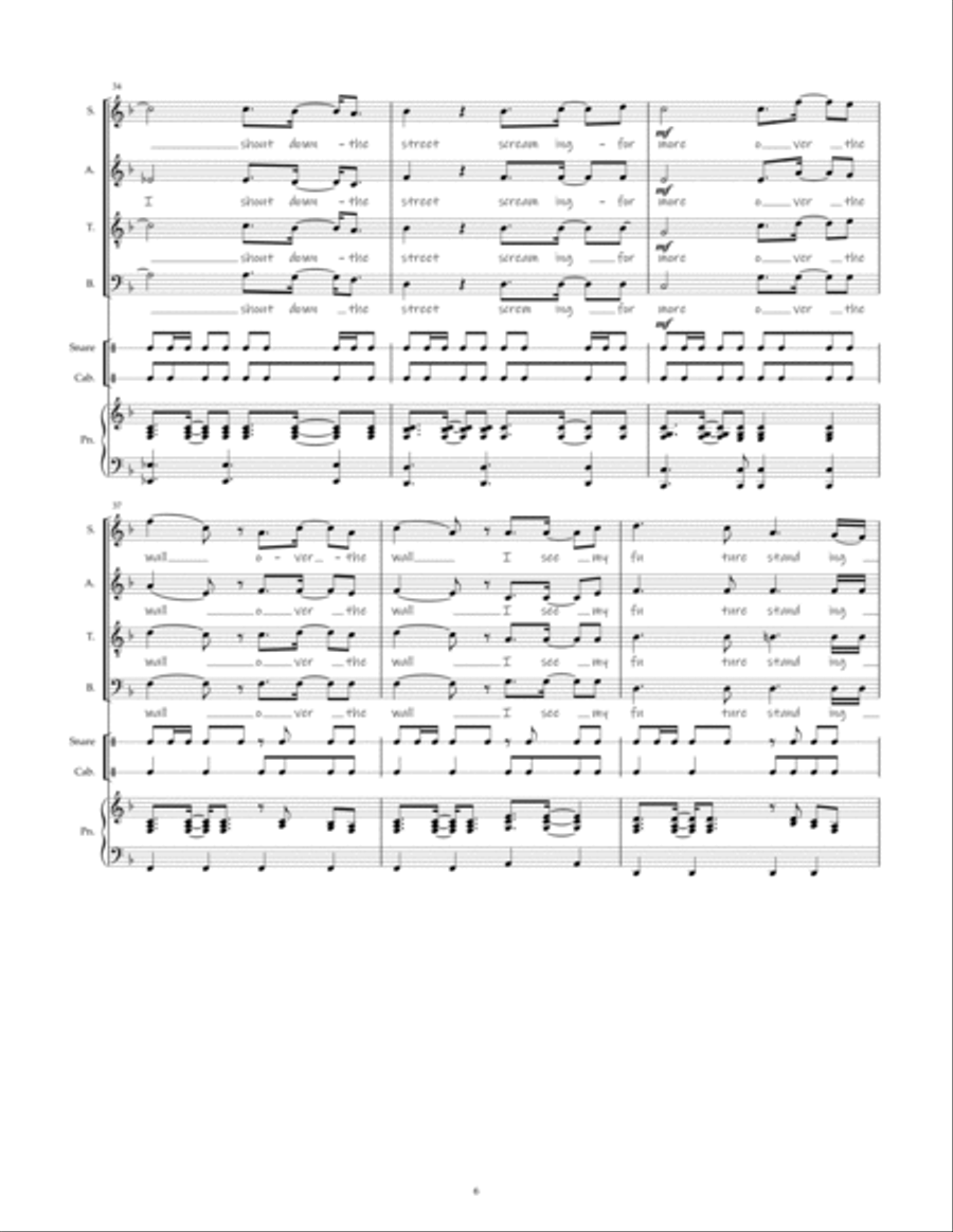 The Wall in my Head 4-Part scores gallery preview page 6