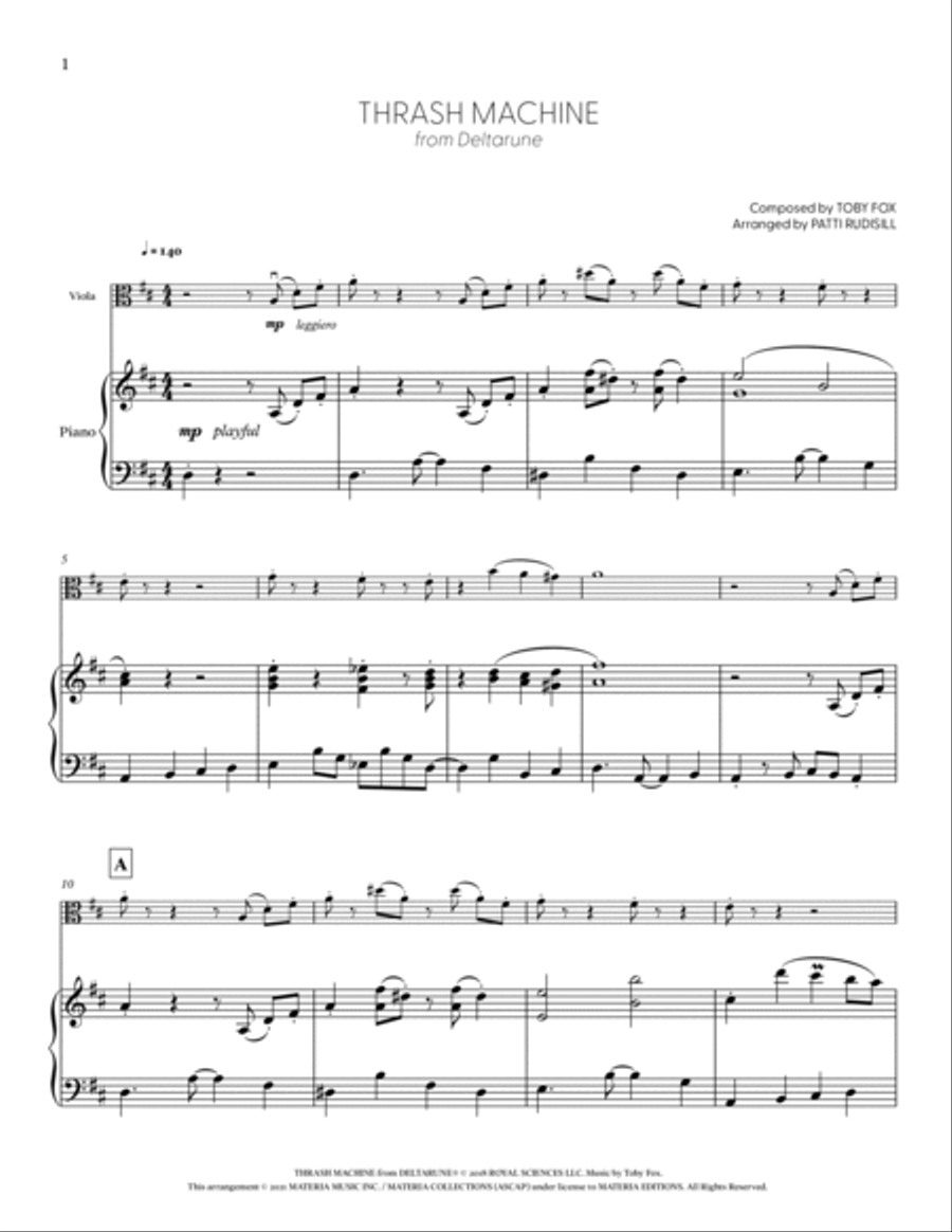 Thrash Machine (from DELTARUNE) (for Solo Viola with Piano Accompaniment) Piano Accompaniment scores gallery preview page 2