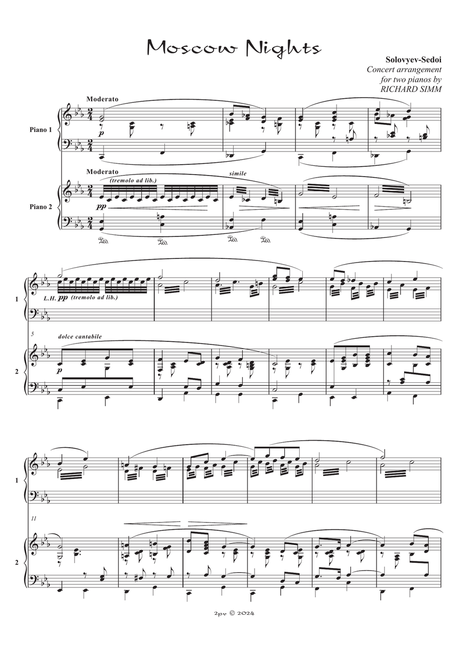 Moscow Nights Piano Duet scores gallery preview page 1