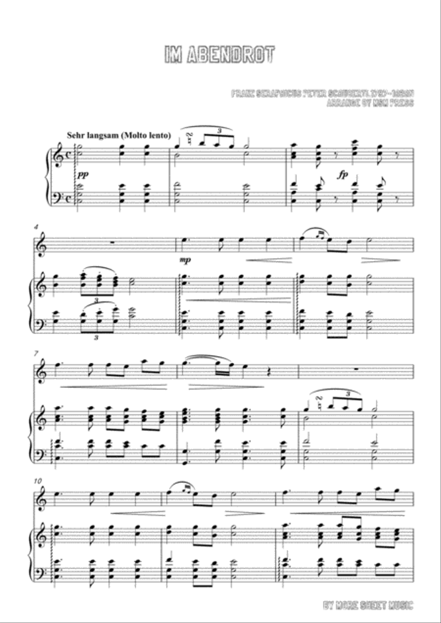 Schubert-Im Abendrot,for Flute and Piano Flute Solo scores gallery preview page 3