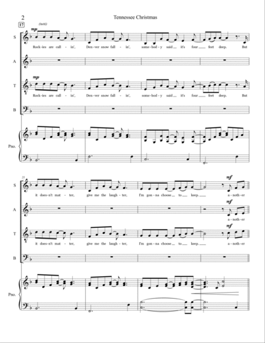 Tennessee Christmas Tennessee Christmas 4-Part scores gallery preview page 2