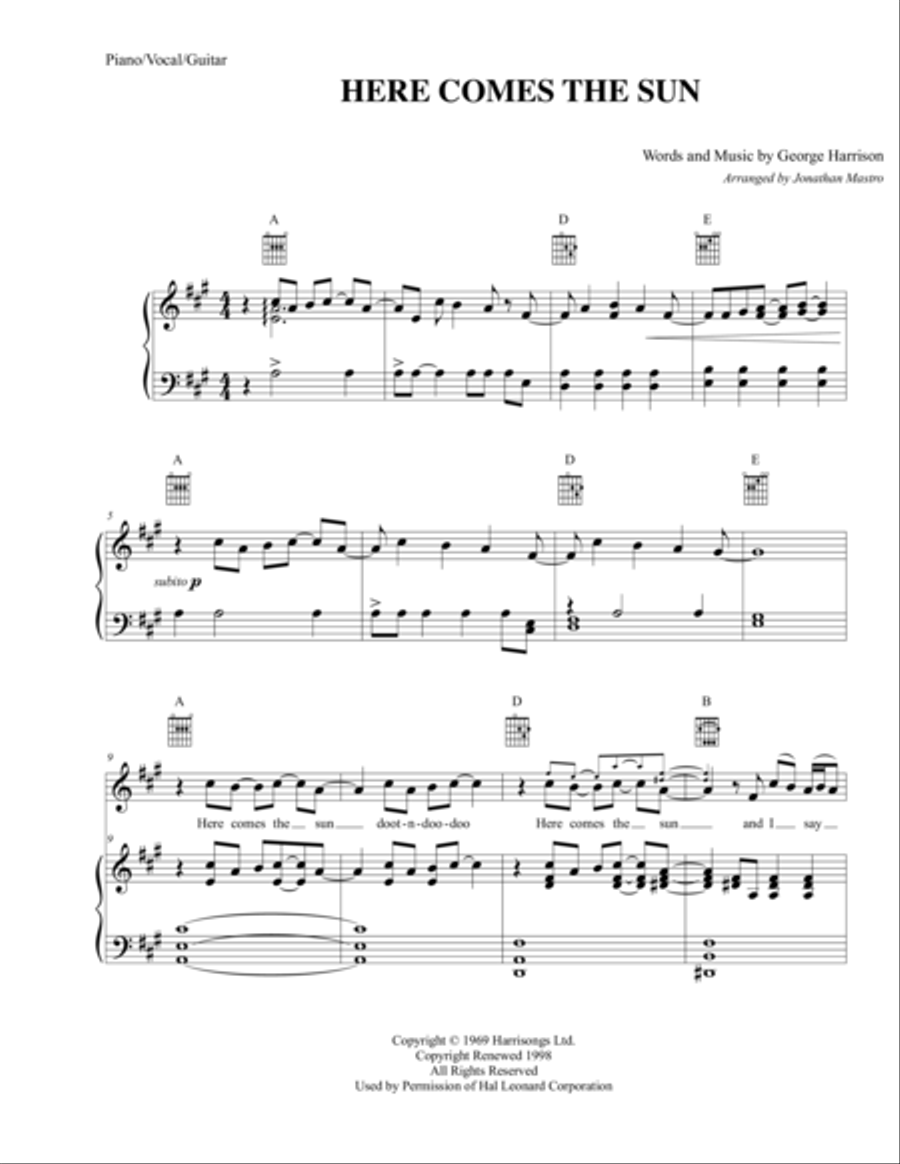 Here Comes The Sun Here Comes The Sun Small Ensemble scores gallery preview page 1