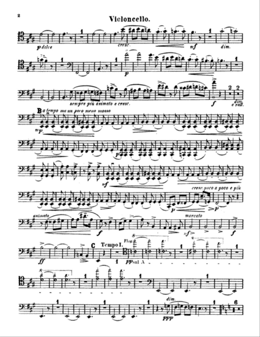 String Quartet No. 1 in A: Cello String Quartet scores gallery preview page 2