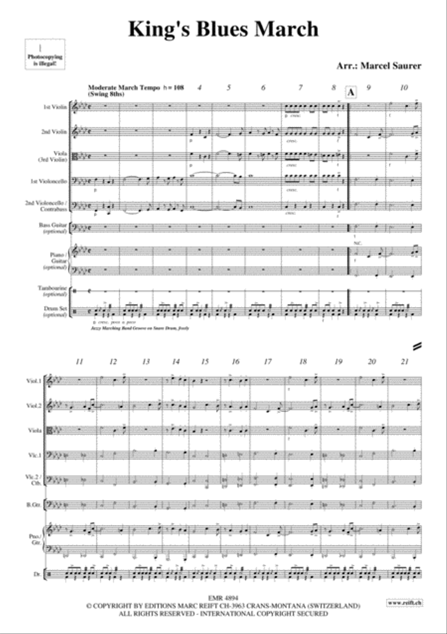 King's Blues March King's Blues March String Orchestra scores gallery preview page 4