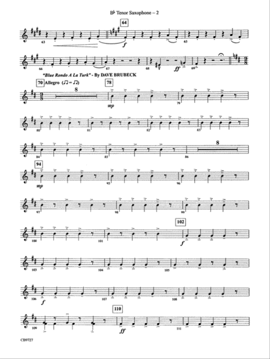 Dave Brubeck: It's About Time: B-flat Tenor Saxophone Concert Band scores gallery preview page 2