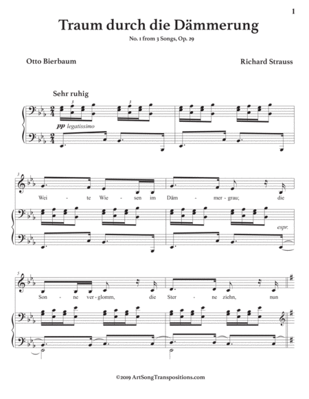 STRAUSS: Traum durch die Dämmerung, Op. 29 no. 1 (transposed to E-flat major)