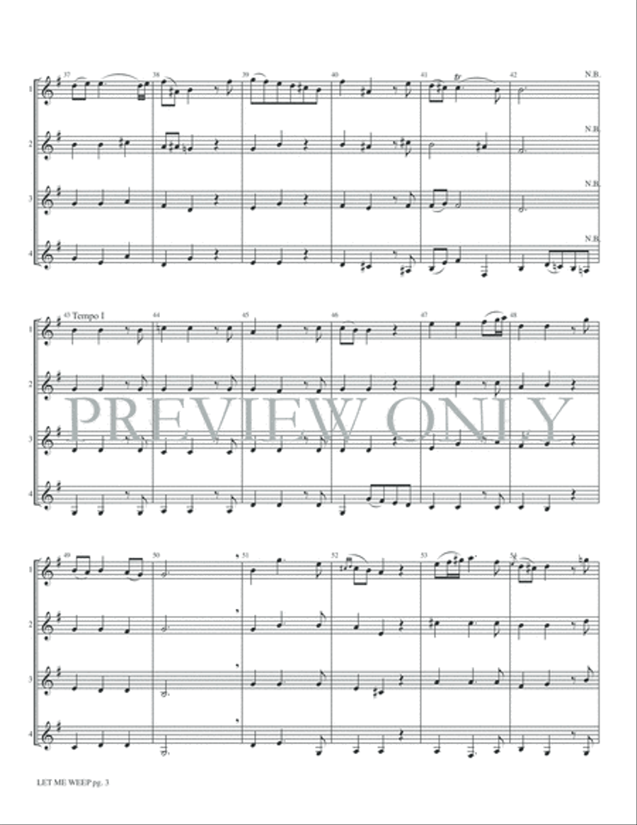 Let Me Weep (Lascia ch'io pianga) from Rinaldo Clarinet Quartet scores gallery preview page 5