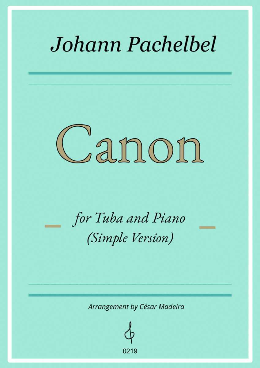 Pachelbel's Canon in D - Tuba and Piano - Simple Version (Full Score and Parts) image number null
