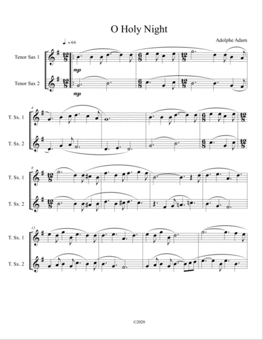 O Holy Night tenor sax duet Woodwind Duet scores gallery preview page 1