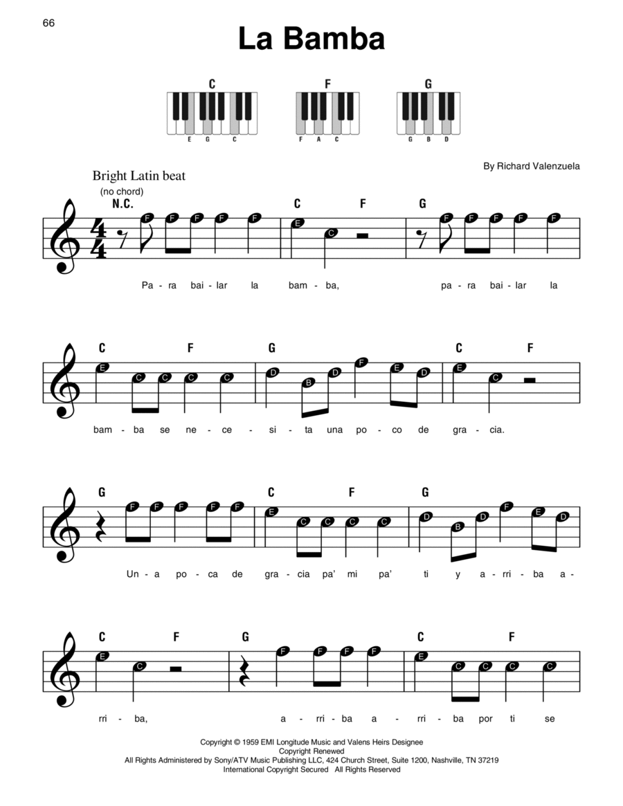 La Bamba Easy Piano scores gallery preview page 1