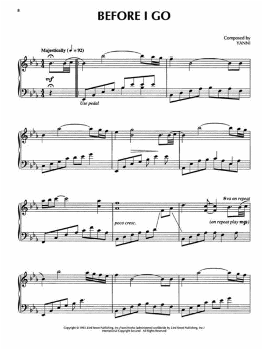 Yanni – In My Time Piano Solo scores gallery preview page 8
