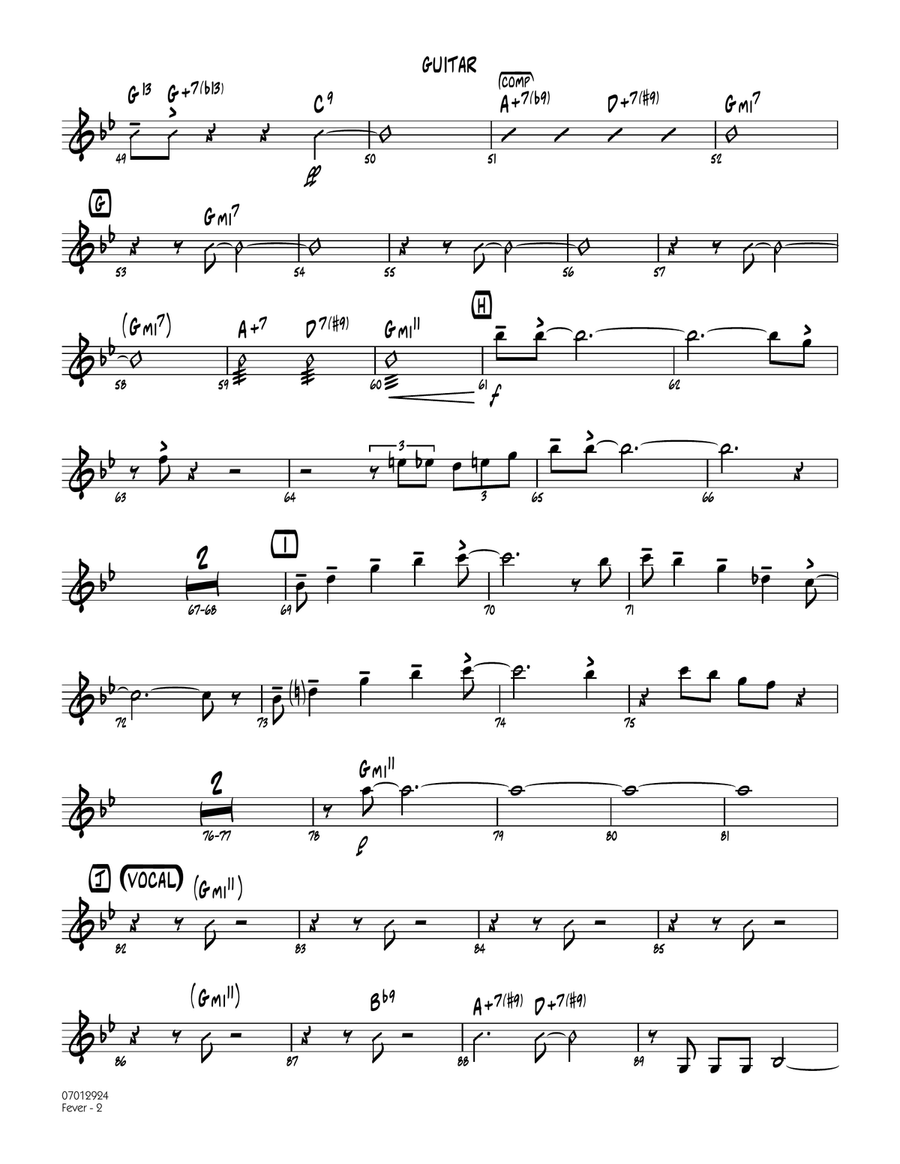 Fever (Key: G min) - Guitar Jazz Ensemble scores gallery preview page 2