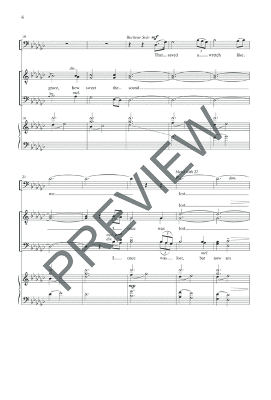 Choral Reflection on Amazing Grace - TTBB edition TTBB scores gallery preview page 4