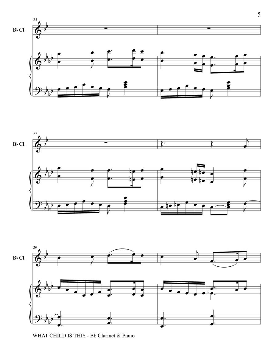 WHAT CHILD IS THIS (Bb Clarinet & Piano) B-Flat Clarinet scores gallery preview page 6