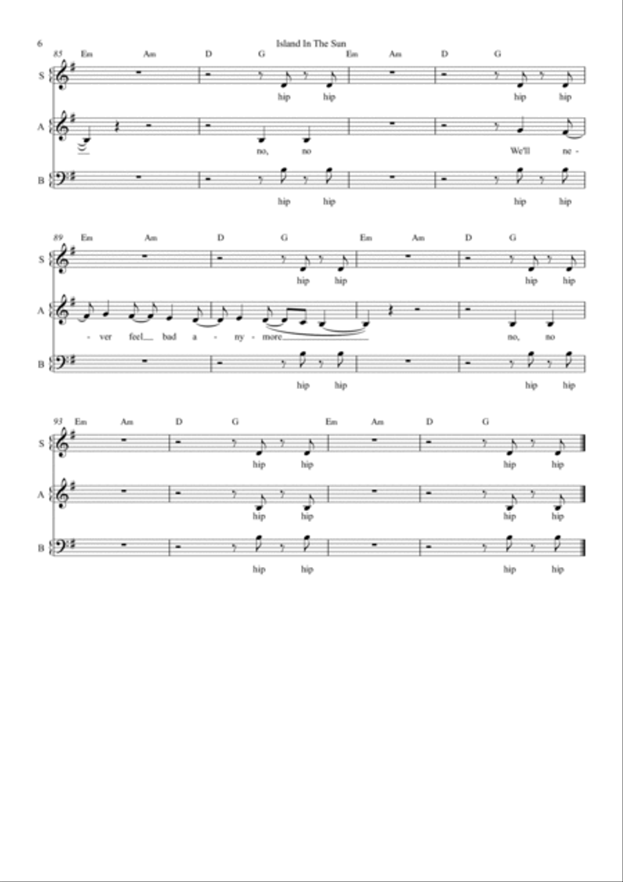 Island In The Sun Island In The Sun 3-Part scores gallery preview page 6