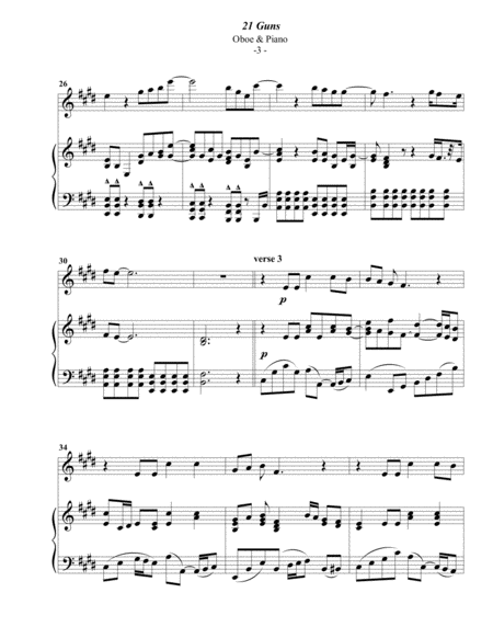 Green Day: 21 Guns for Oboe & Piano image number null