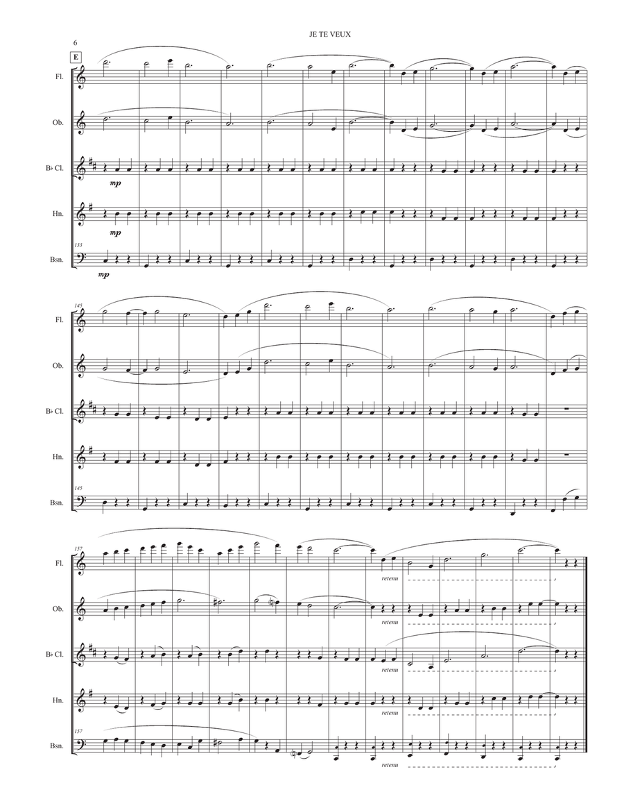 Je Te Veux (for woodwind quintet) Woodwind Quintet scores gallery preview page 6