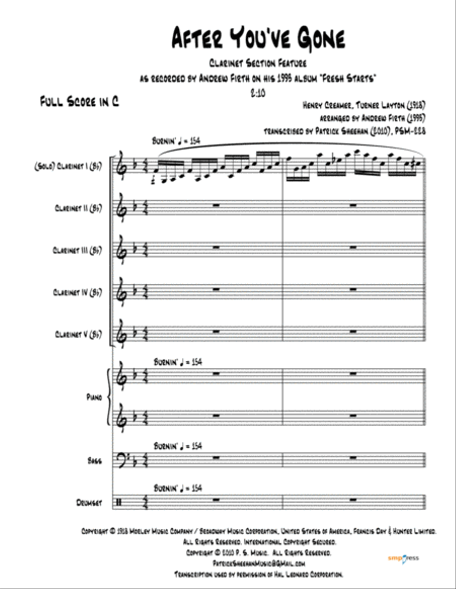 After You've Gone Woodwind Quintet scores gallery preview page 1