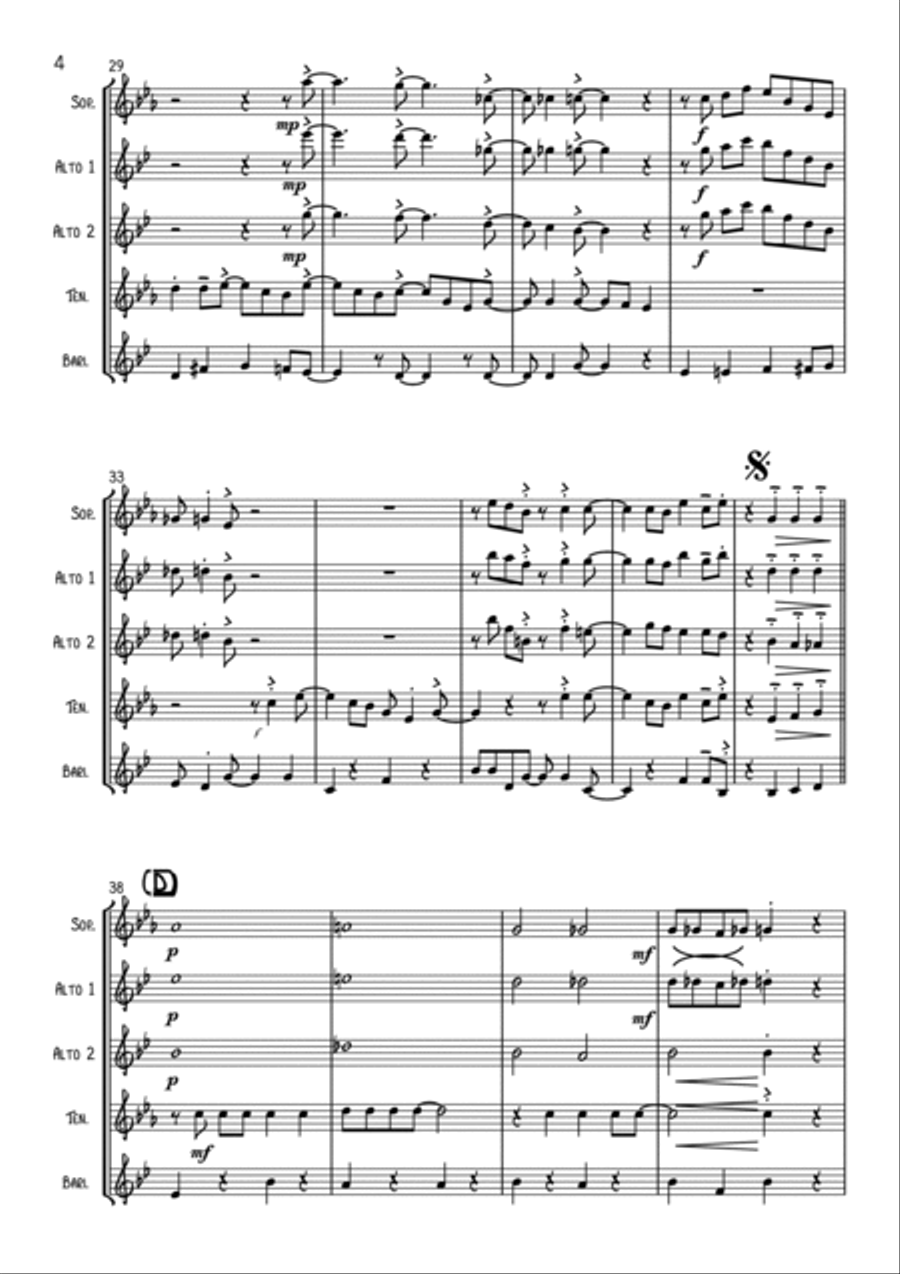 You've Got A Friend In Me Saxophone Quartet scores gallery preview page 4