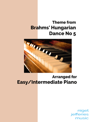 Theme from Brahms' Hungarian Dance No5 arranged for intermediate piano