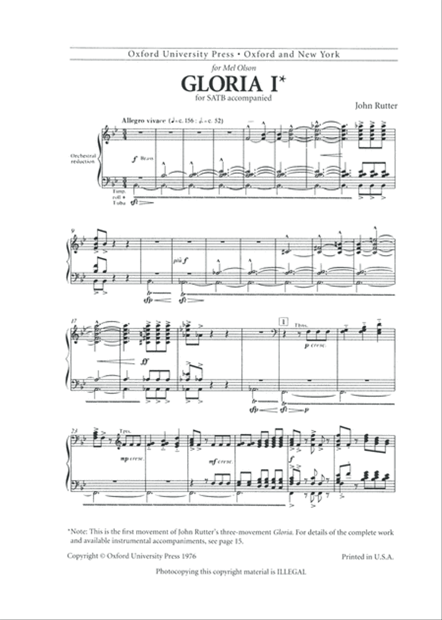 Gloria '1' Gloria '1' 4-Part scores gallery preview page 1
