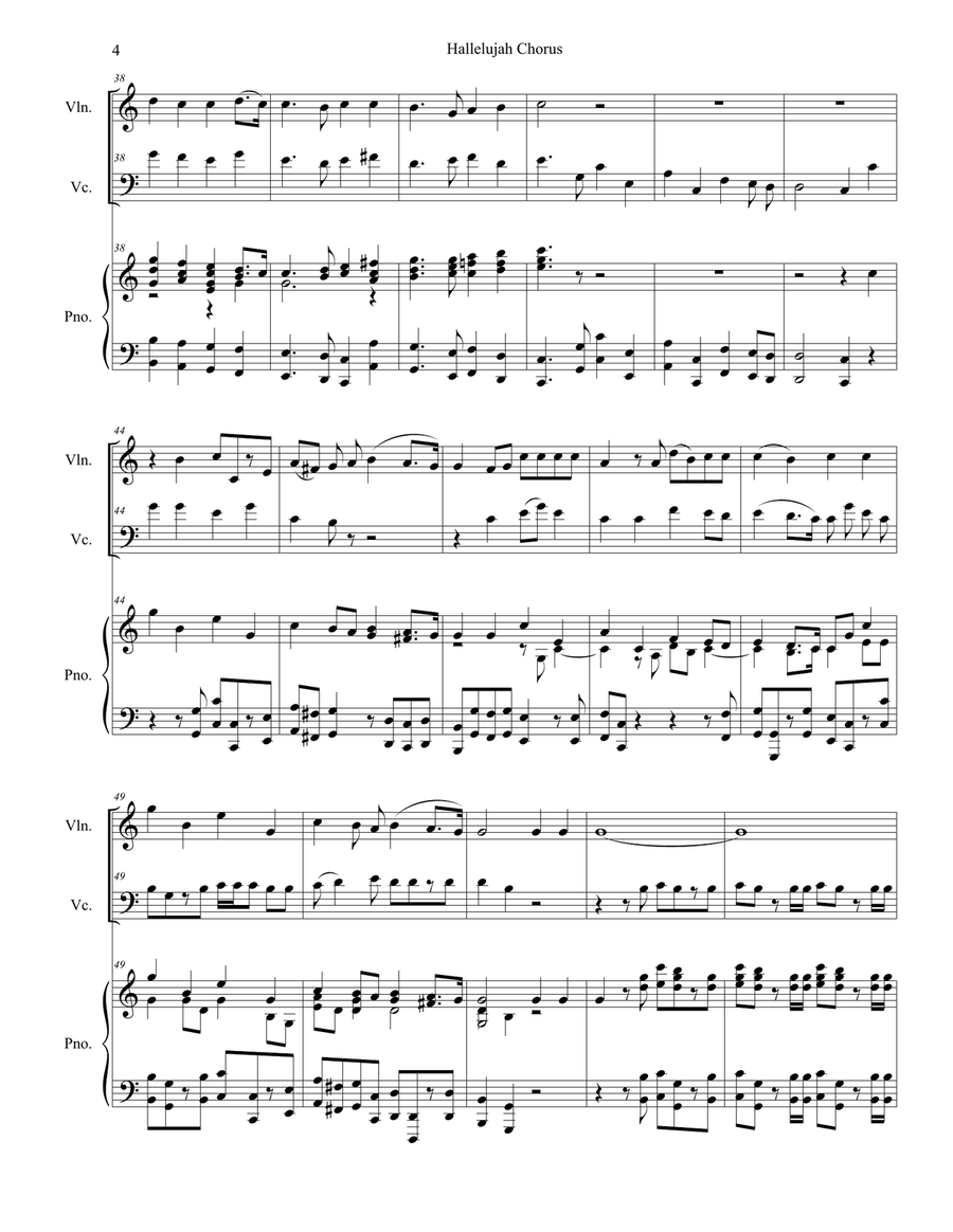 Hallelujah Chorus (Duet for Violin and Cello) Piano Trio scores gallery preview page 4