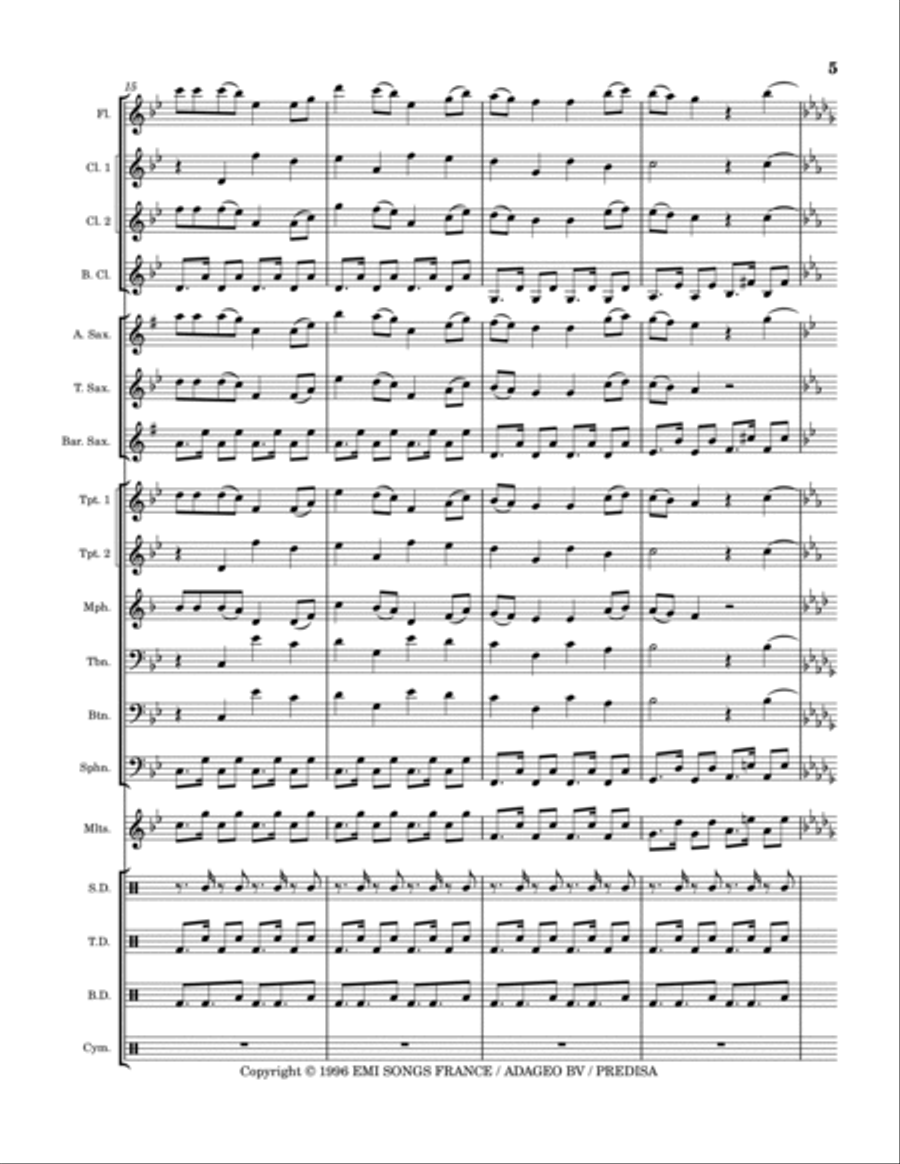 Llorando Se Fue Marching Band scores gallery preview page 5